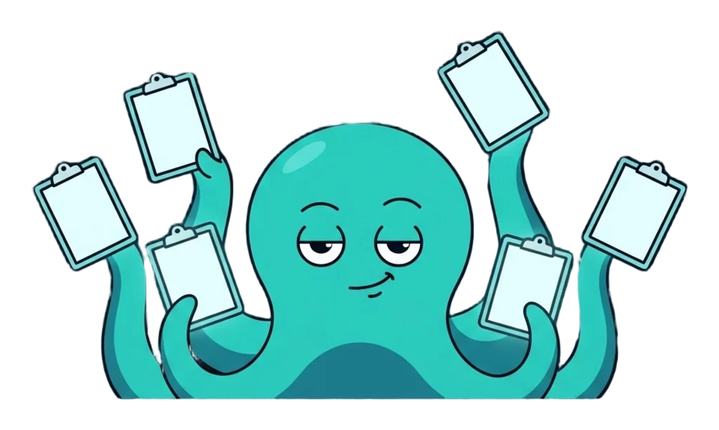 Otto surfacing with six clipboards raised โ the shortcuts rising when you open the keypad